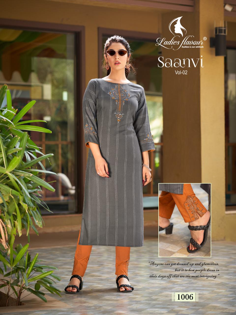 Ladies Flavour Saanvi 2 Ethnic Wear Rayon Weaving  Kurti With Bottom Collection